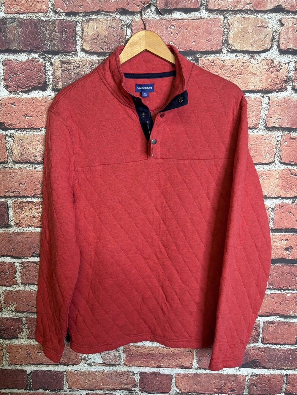 Men's Club Room Quilted Snap Mock Neck Sweater Size Medium Red NWT NEW